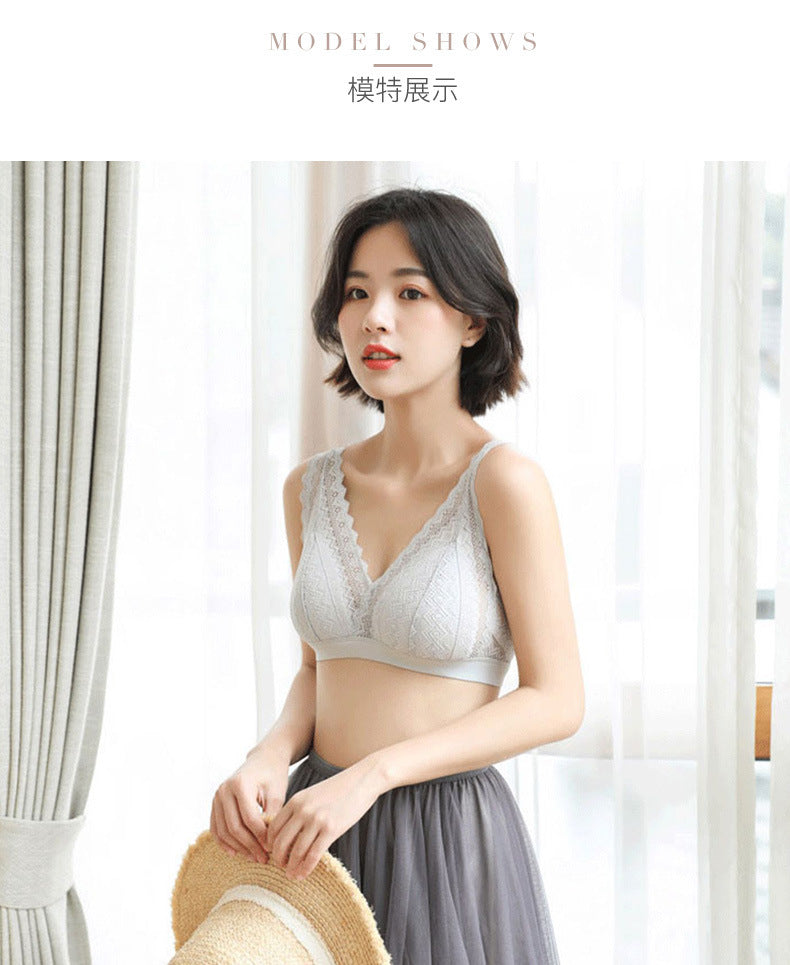 Mulberry Silk Lace Triangle Lightly Lined Padded Wireless Bralette